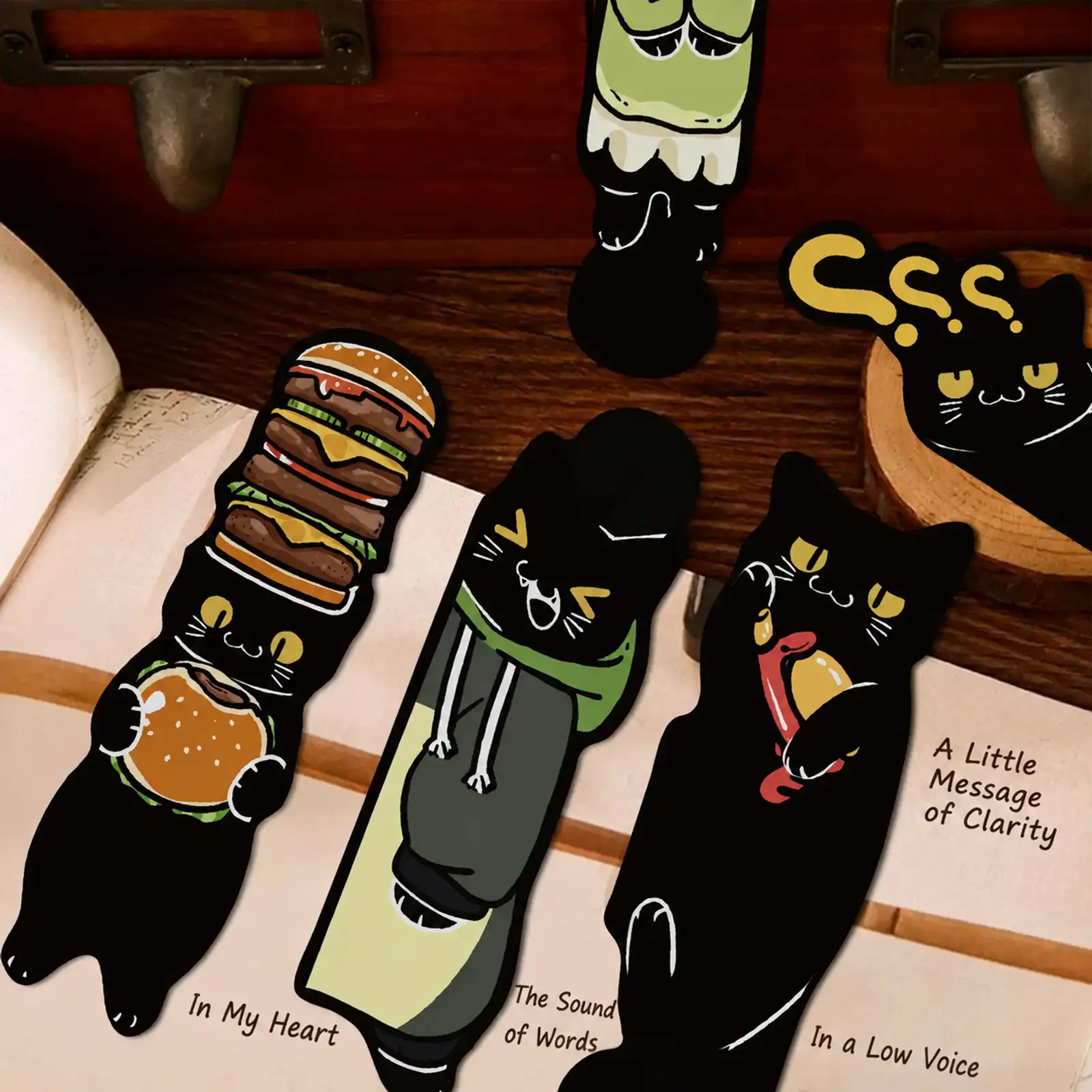 Cartoon Black Cat Paper Bookmark