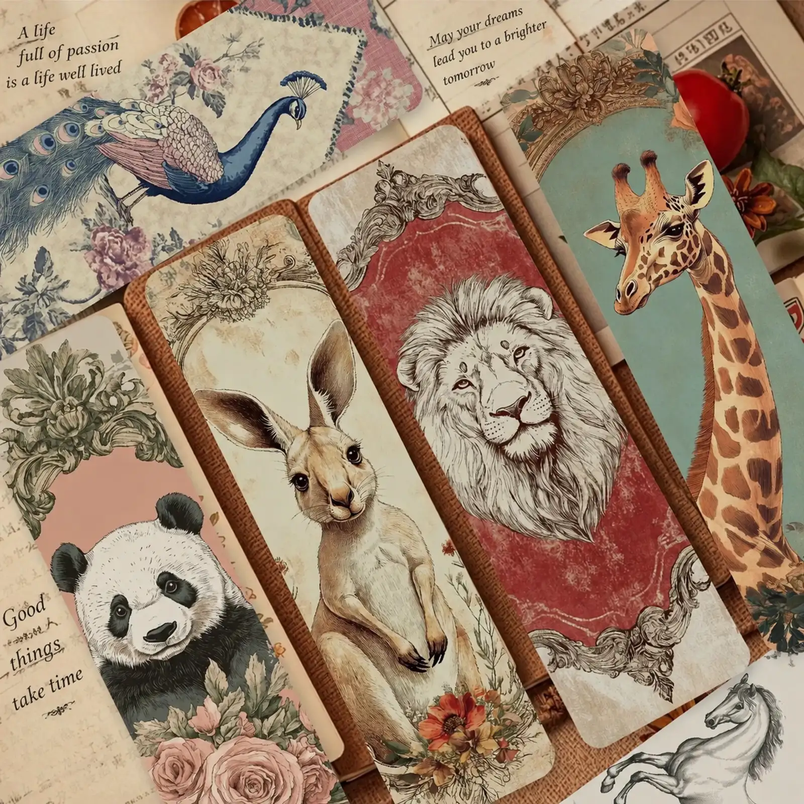 30-Piece Vintage Animal Photo Frame Bookmark Set