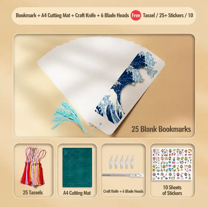 Blank Retro Watercolor Bookmark for DIY Crafts