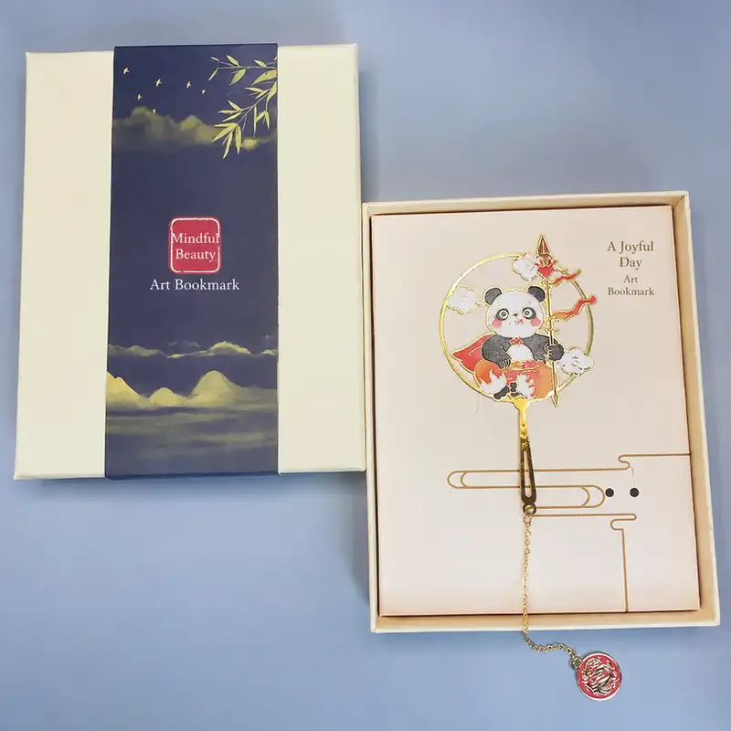 Chinese-Style Cute Panda Metal Bookmark Gift Set