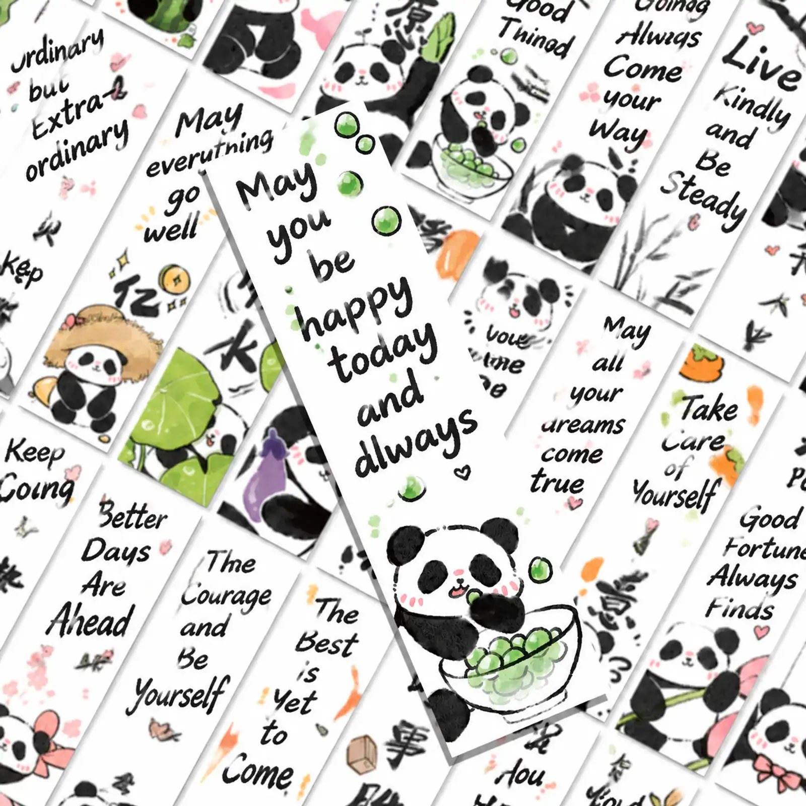 Good Luck Panda Bookmarks, 30 Pack