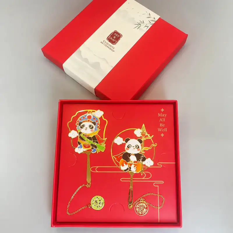 Chinese-Style Cute Panda Metal Bookmark Gift Set