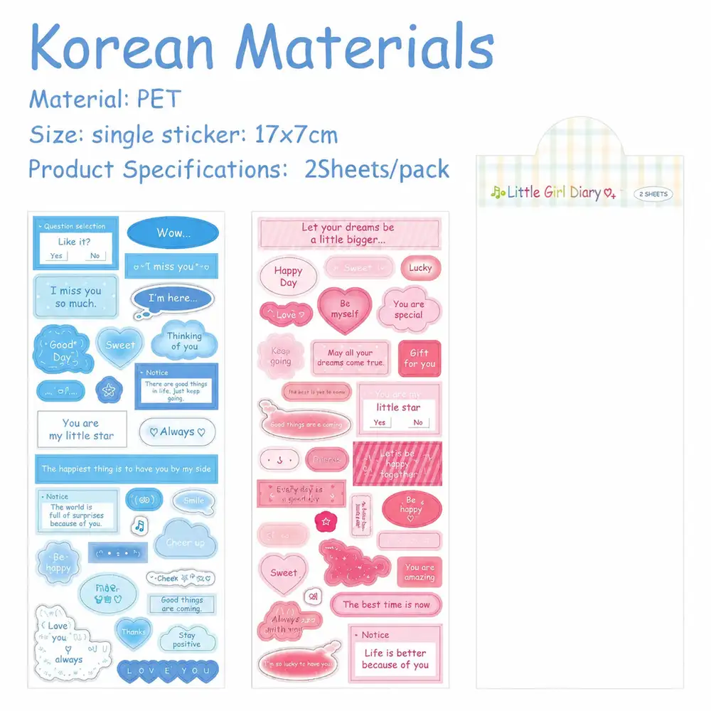 Korean Girl Diary Stickers, 2-Sheet Pack