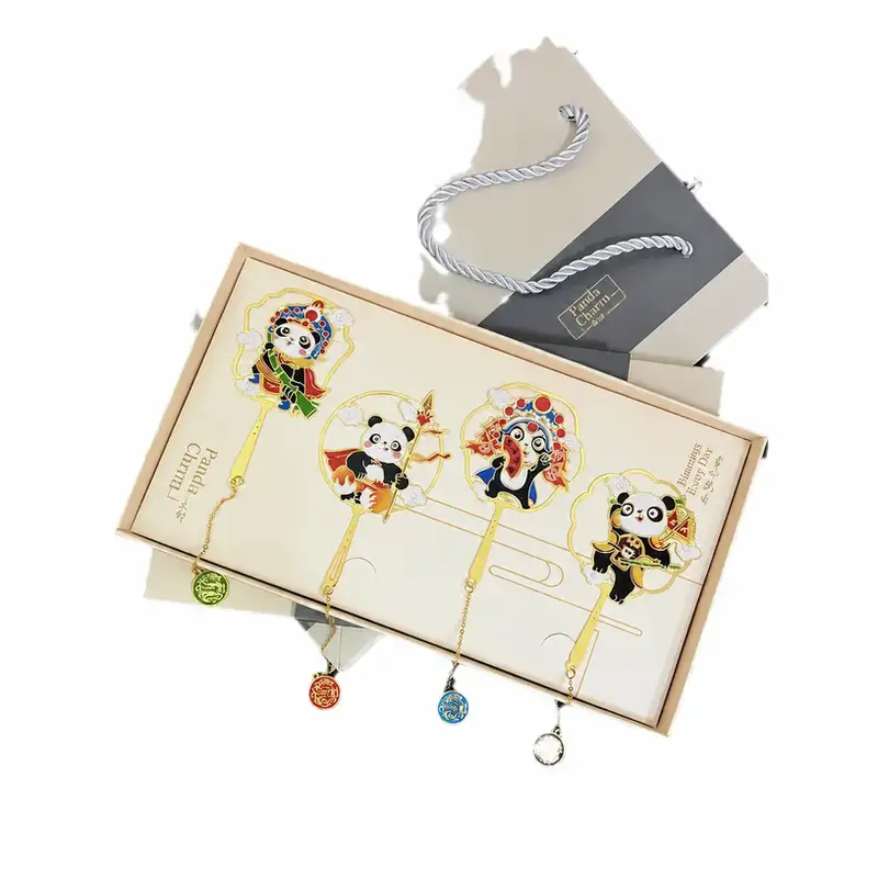Chinese-Style Cute Panda Metal Bookmark Gift Set