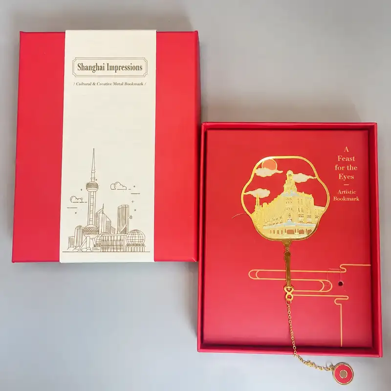 Shanghai Landmark Hollow Engraved Gold Bookmark
