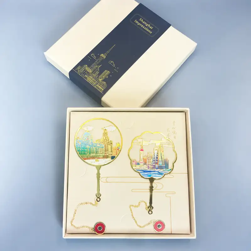Shanghai Landmark Hollow Engraved Gold Bookmark