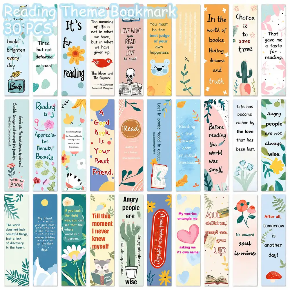 30 Cartoon Reading Bookmarks