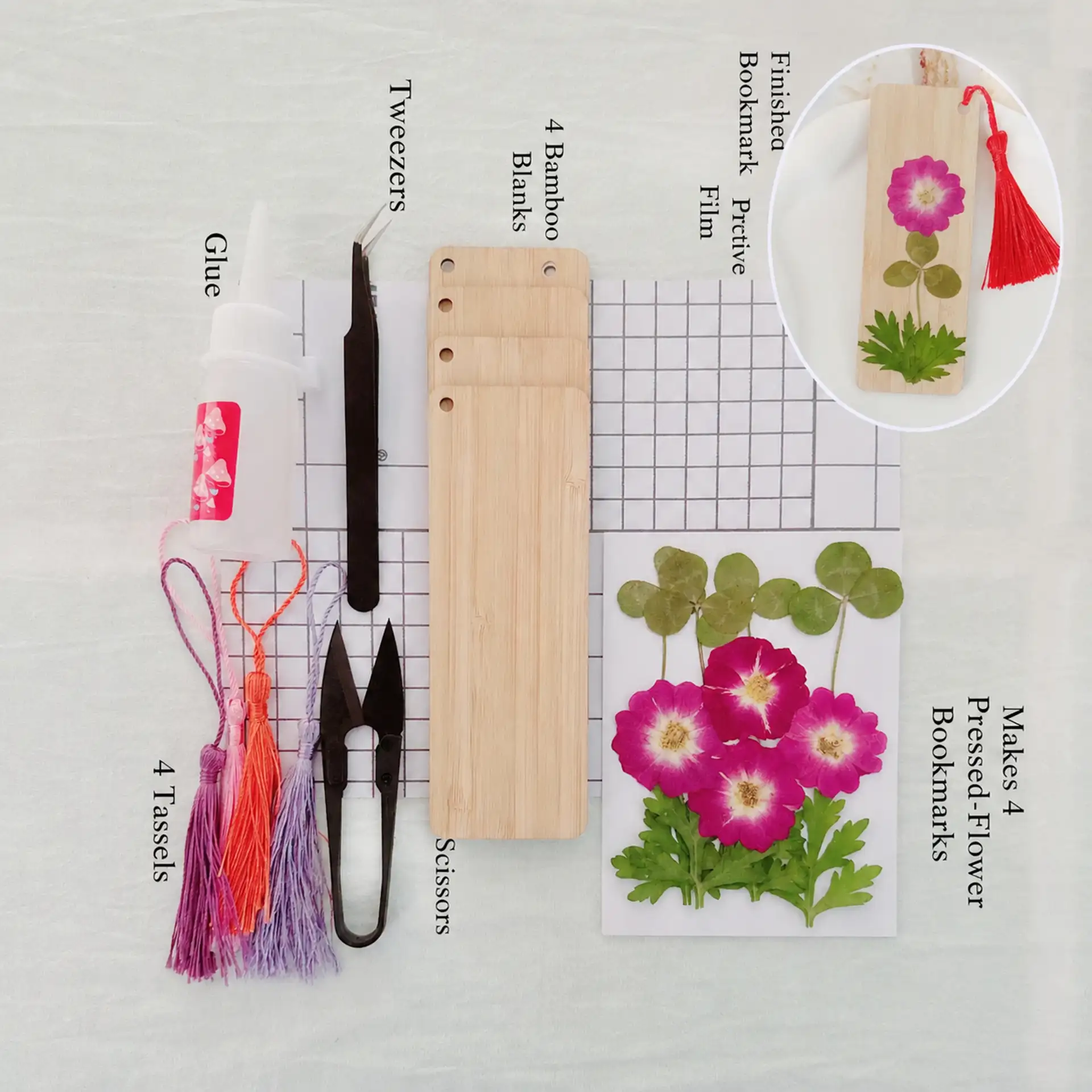 DIY乾燥花竹書籤製作套件