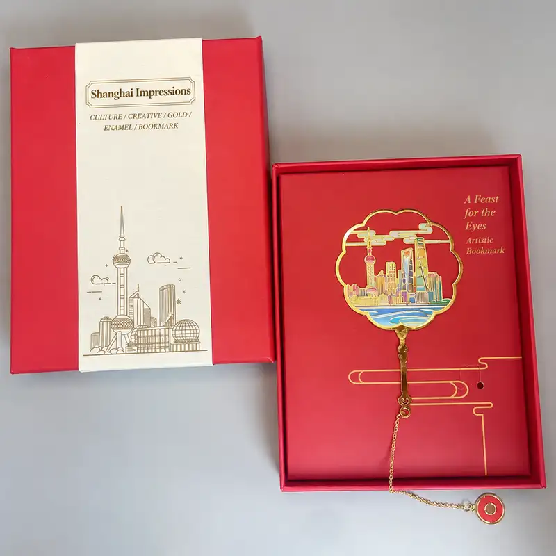 Shanghai Landmark Hollow Engraved Gold Bookmark