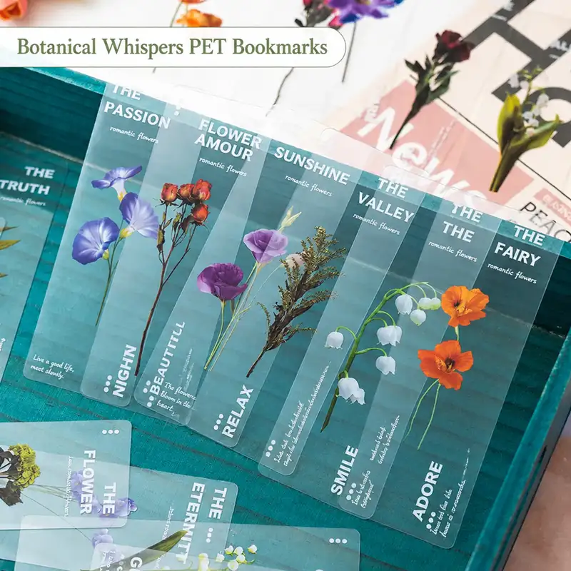 Translucent PET Daisy Pattern Bookmark