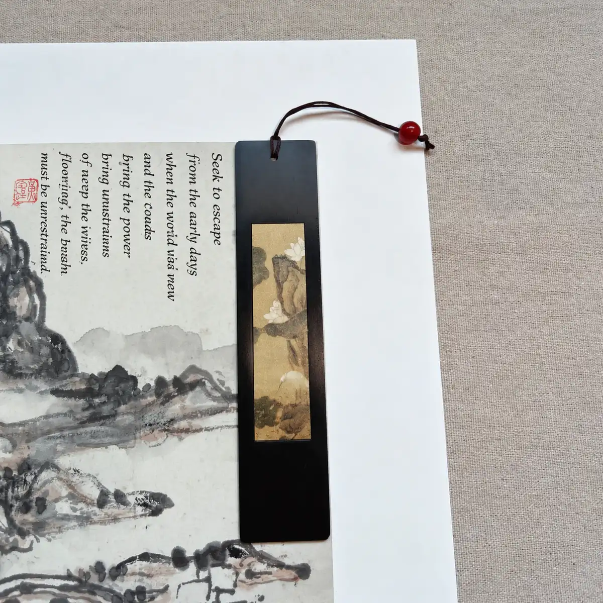 Chinese-Style Classical Wooden Bookmark Gift