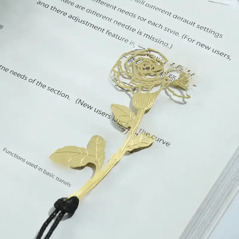 鍍金花卉書籤附感謝卡