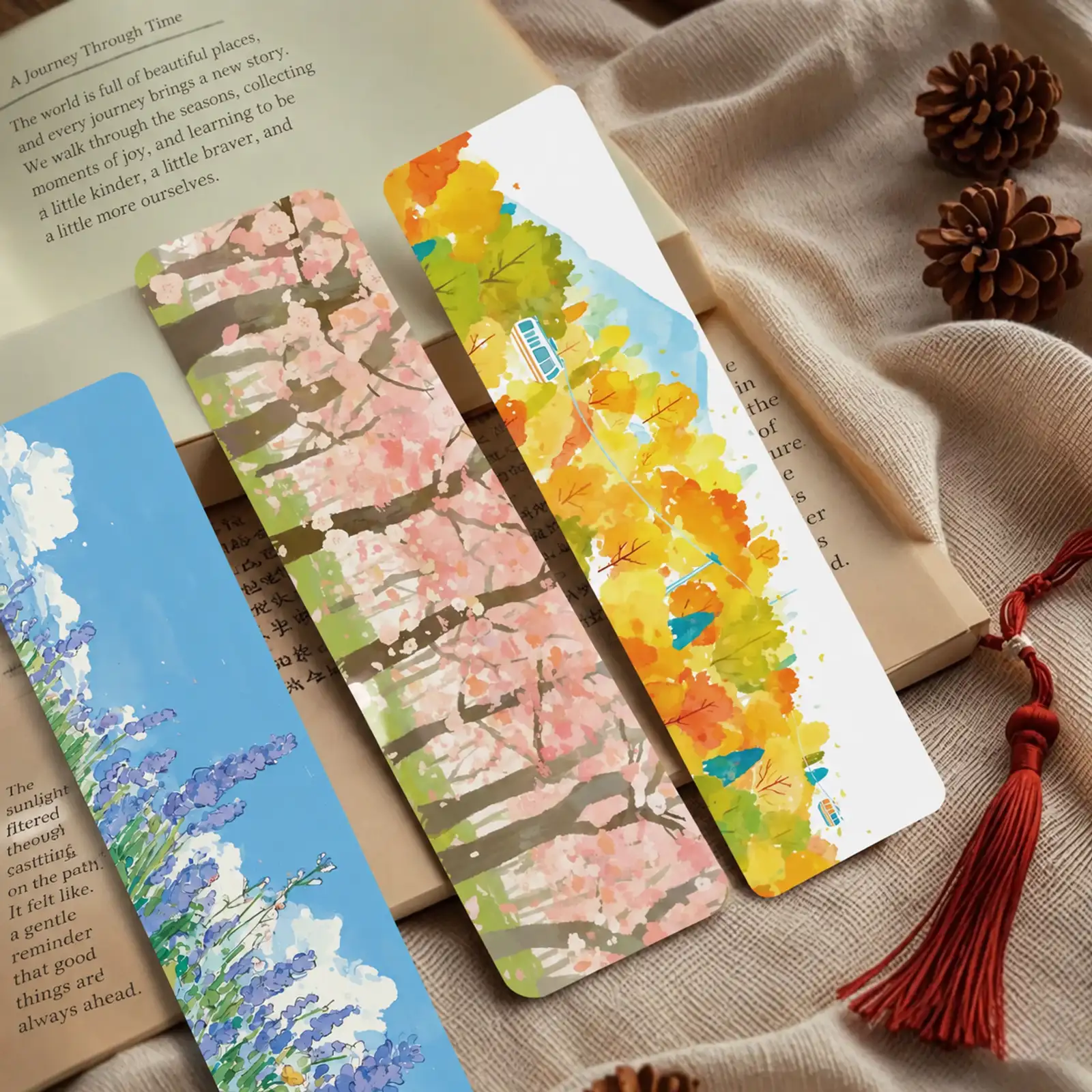 30-Piece Scenic Oil Painting Bookmark Set