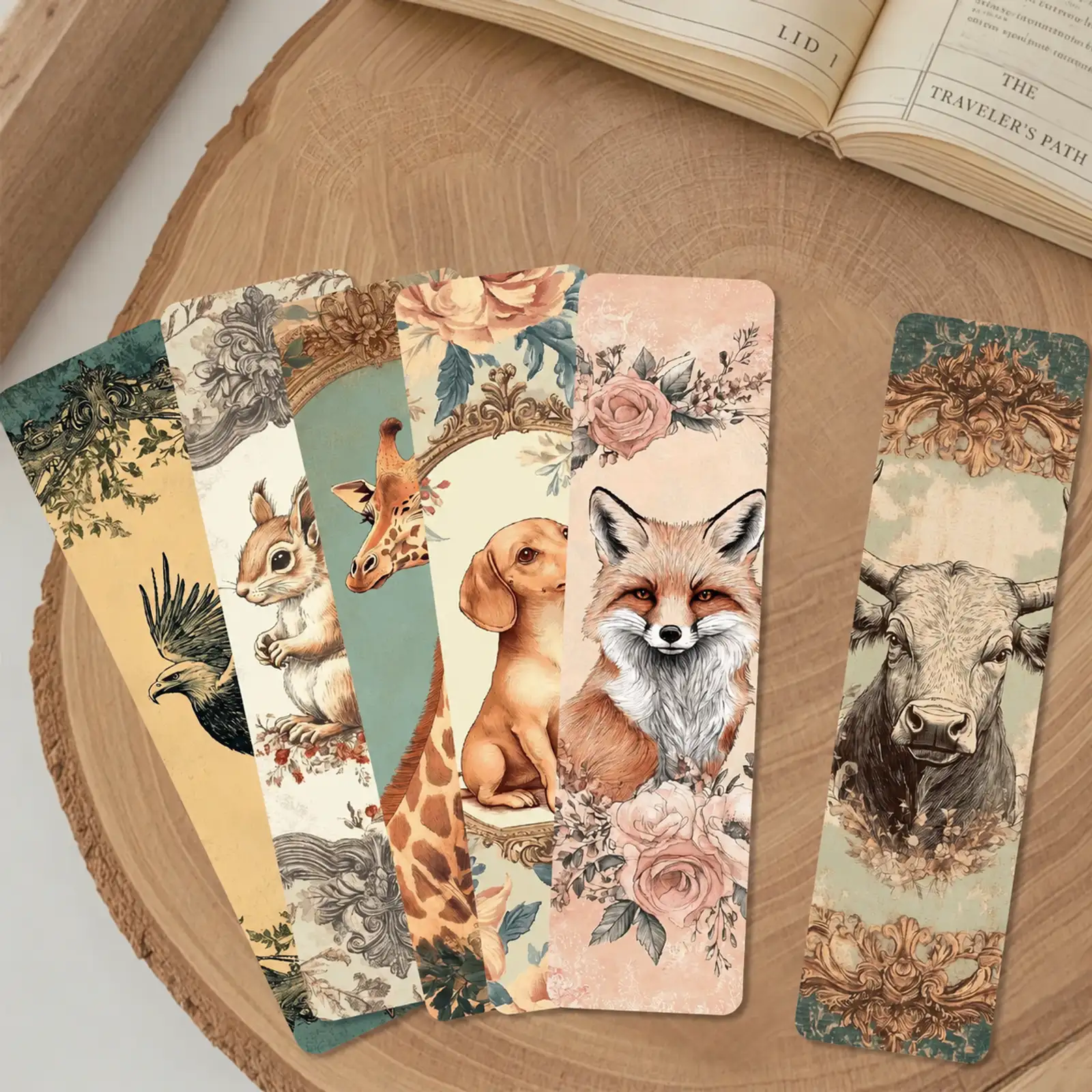 30-Piece Vintage Animal Photo Frame Bookmark Set