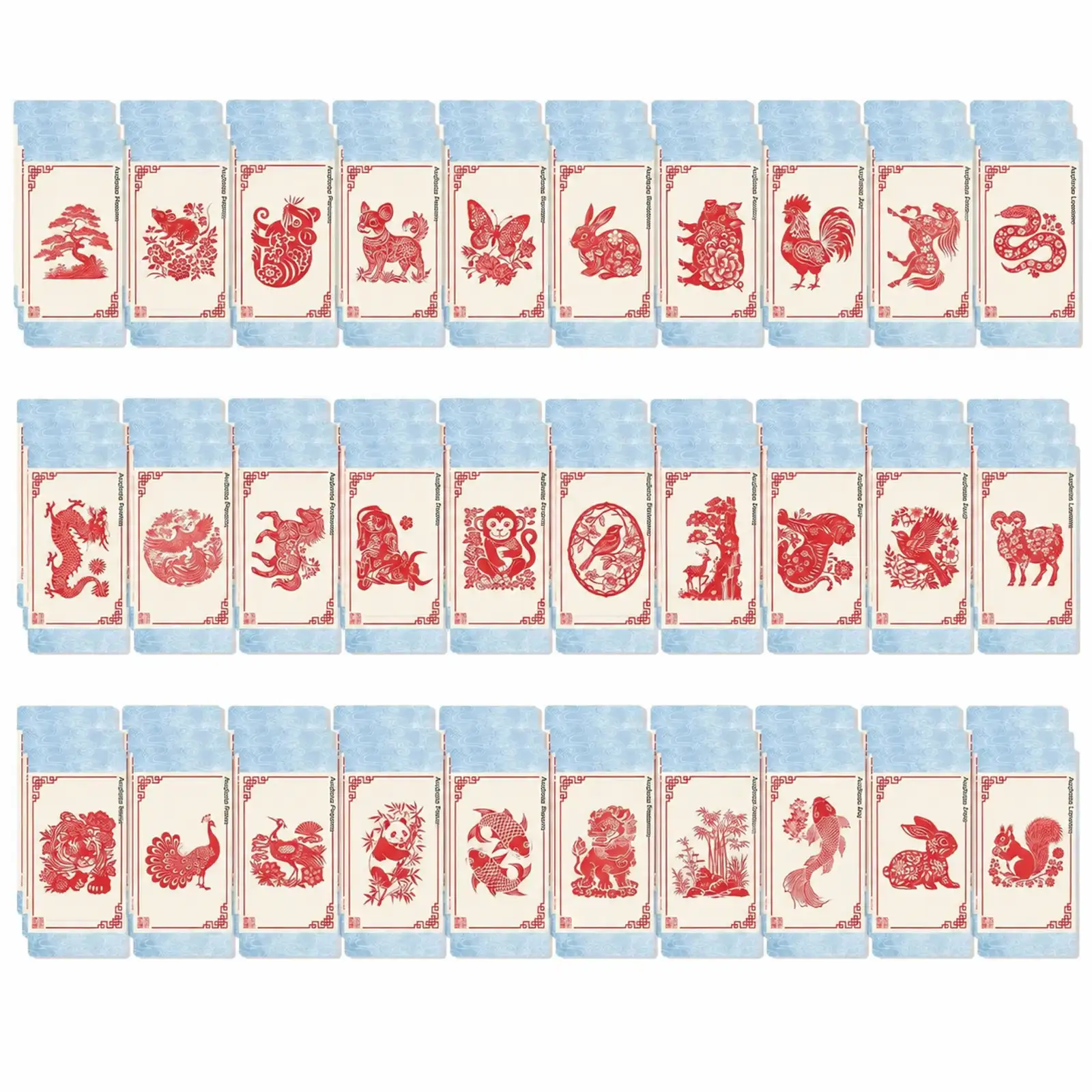 30-Piece Chinese Zodiac Paper-Cut Bookmark Set