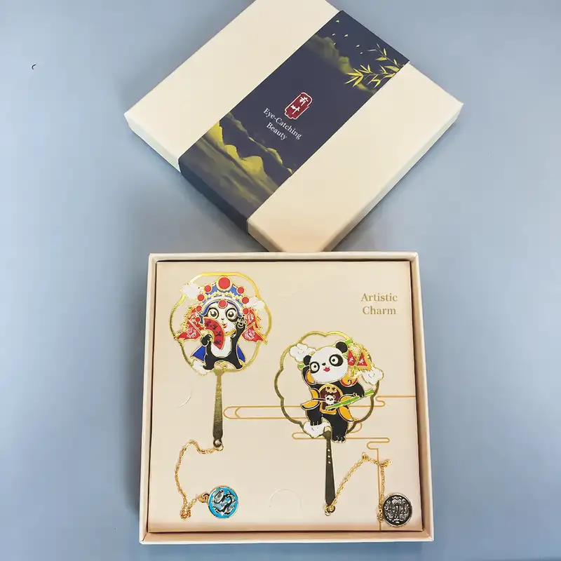 Chinese-Style Cute Panda Metal Bookmark Gift Set