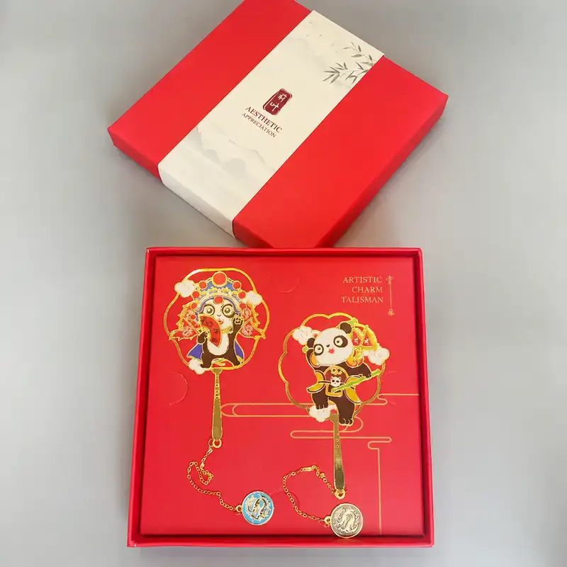 Chinese-Style Cute Panda Metal Bookmark Gift Set