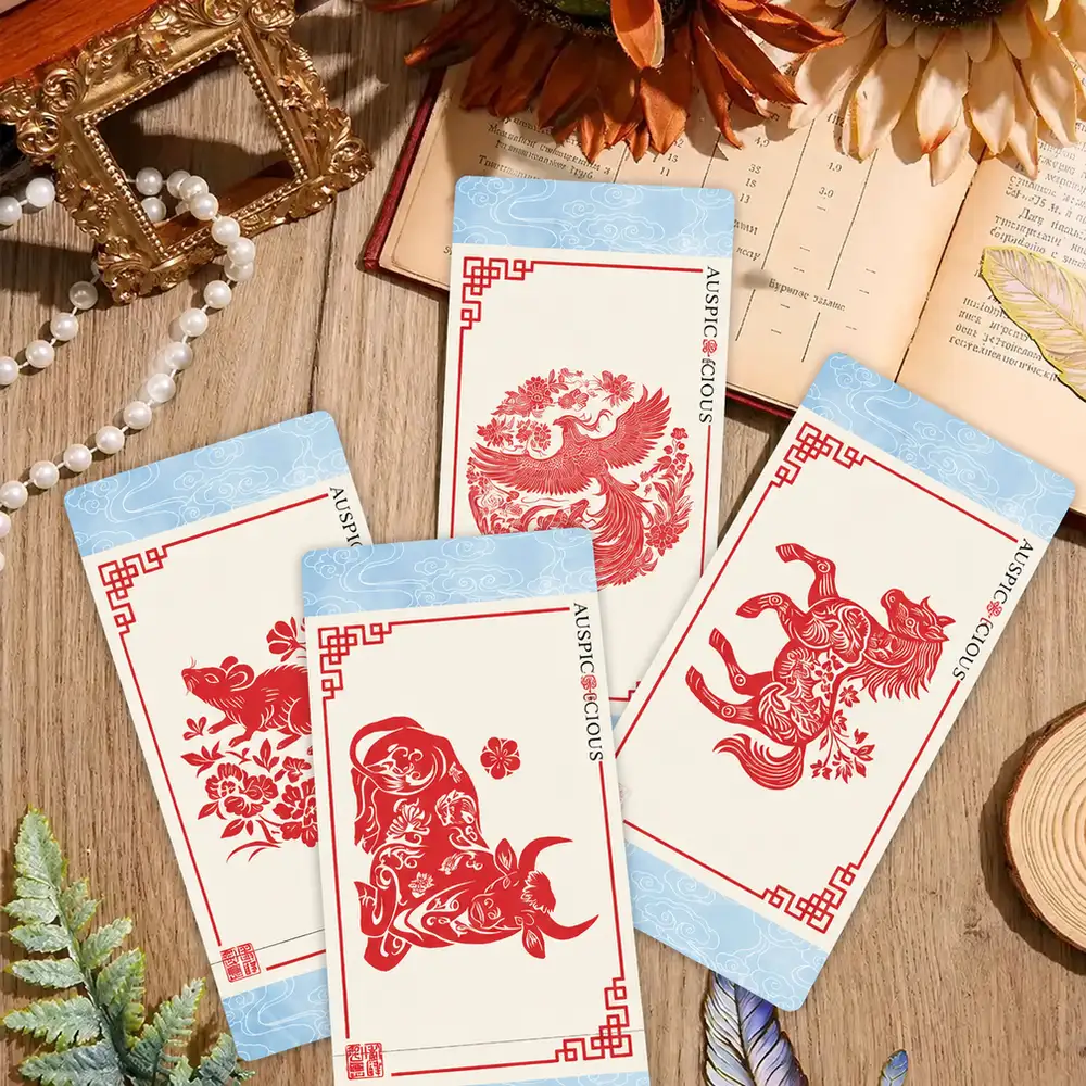 Set of 30 Chinese Paper-Cut Bookmarks
