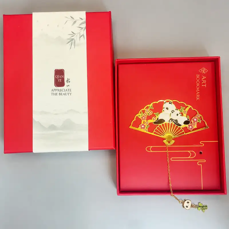 Panda Folding Fan Metal Ruler Bookmark
