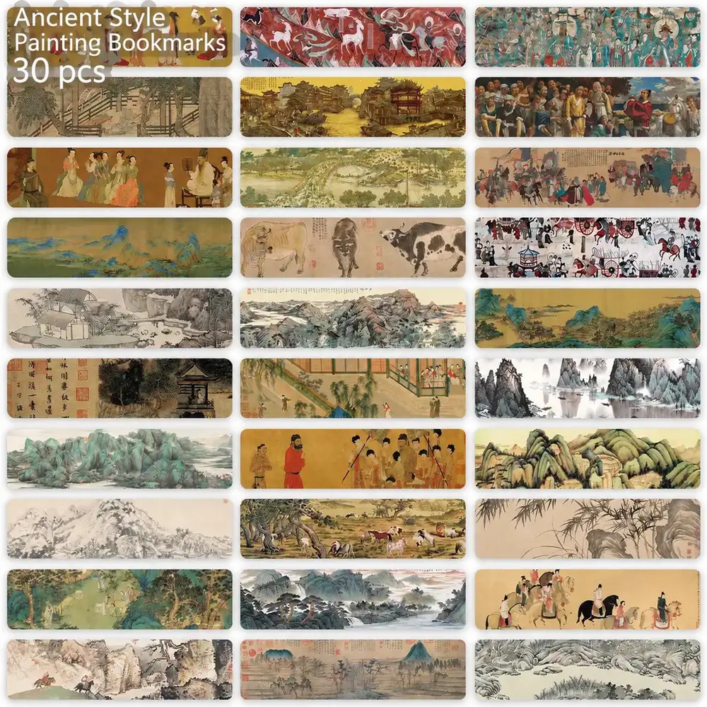 30-Piece Chinese Antique Painting Bookmark Set