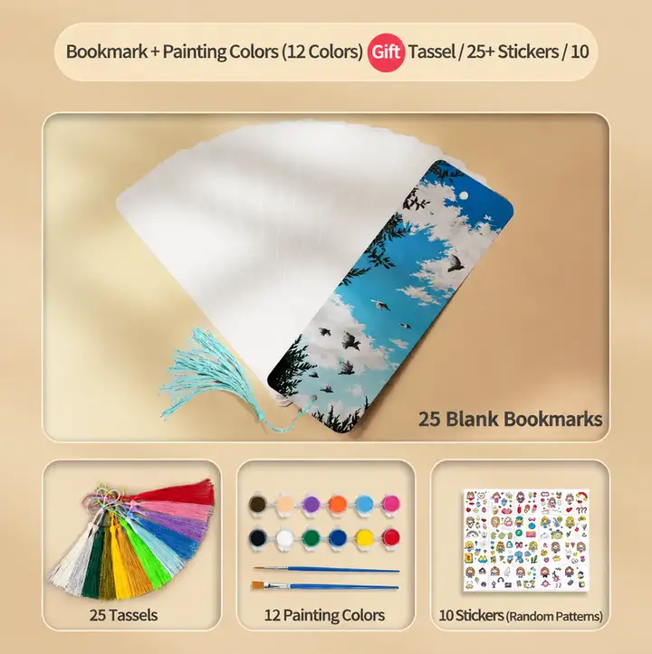 Blank Retro Watercolor Bookmark for DIY Crafts