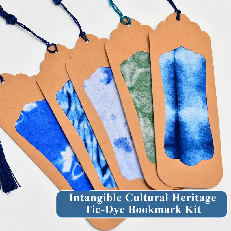 Handmade Blue Tie-Dye Bookmark