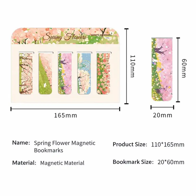 Spring Flowers Magnetic Bookmark
