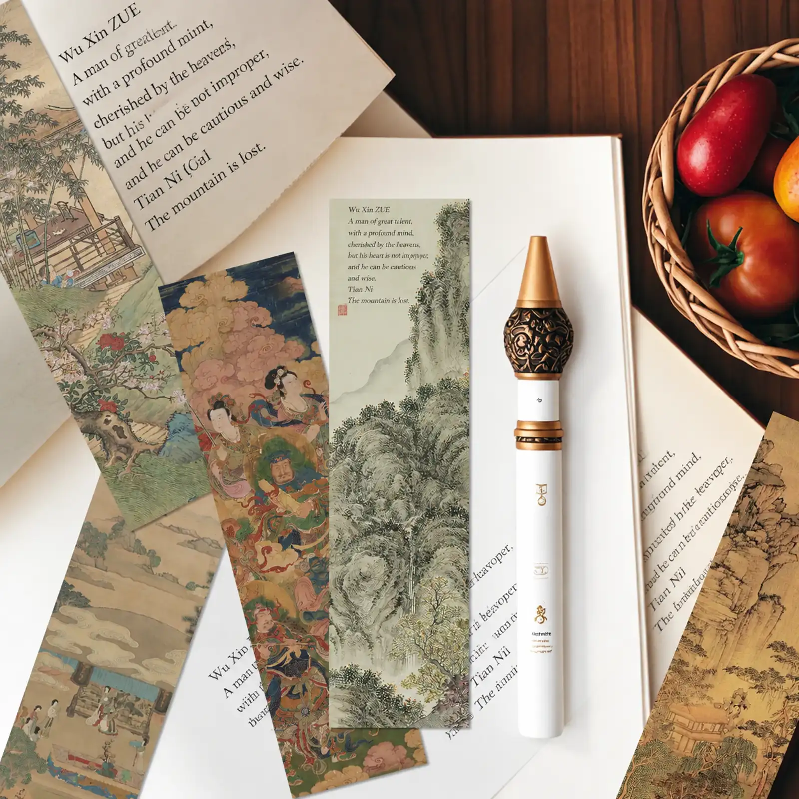 Chinese Landscape Painting Silk Bookmark
