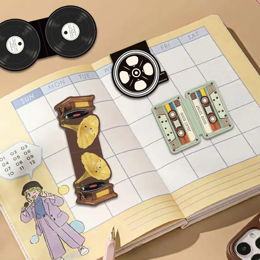 4-Pack Retro Media Magnetic Bookmarks
