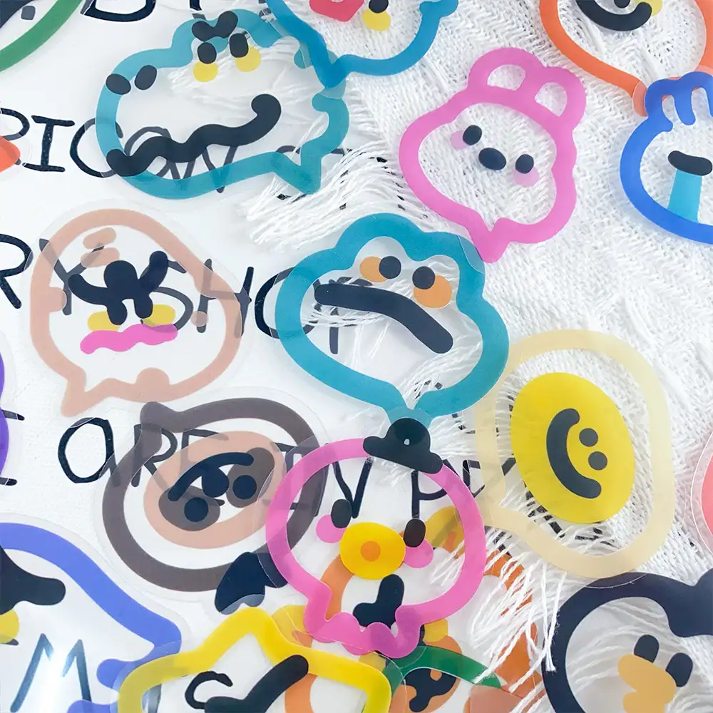 Cartoon Bubble Transparent PET Stickers