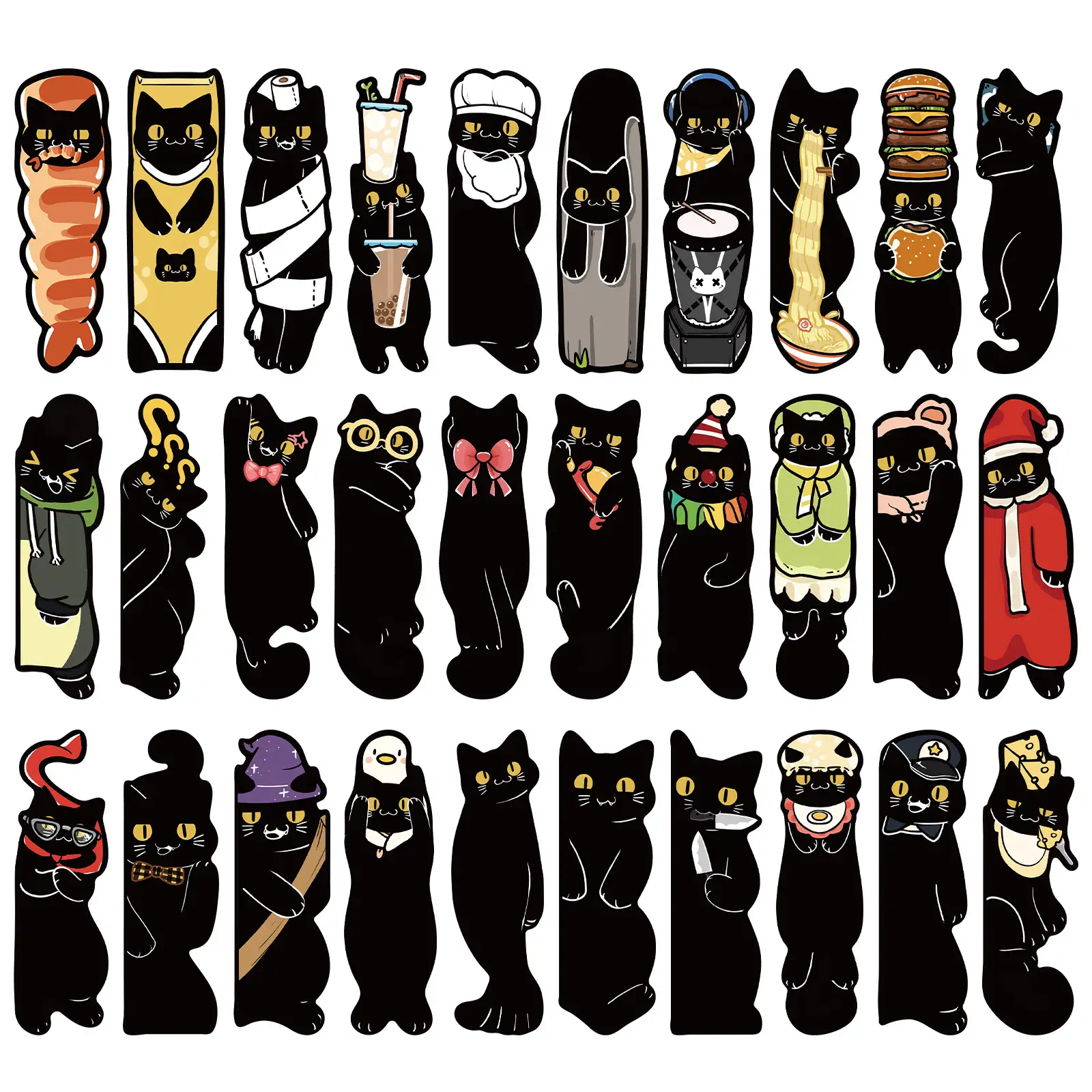 Cartoon Black Cat Paper Bookmark