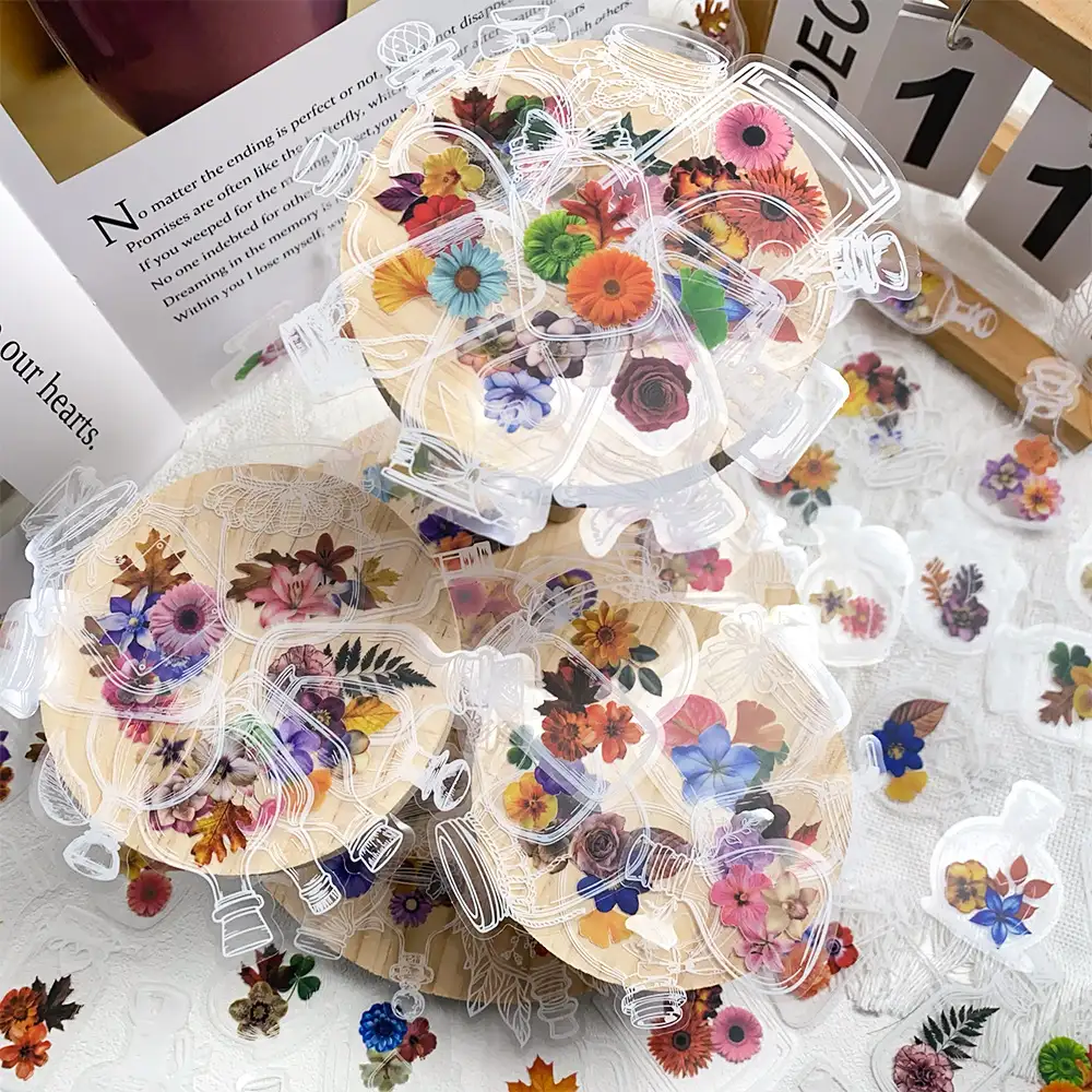 Transparent Bottled Dried Flower Stickers