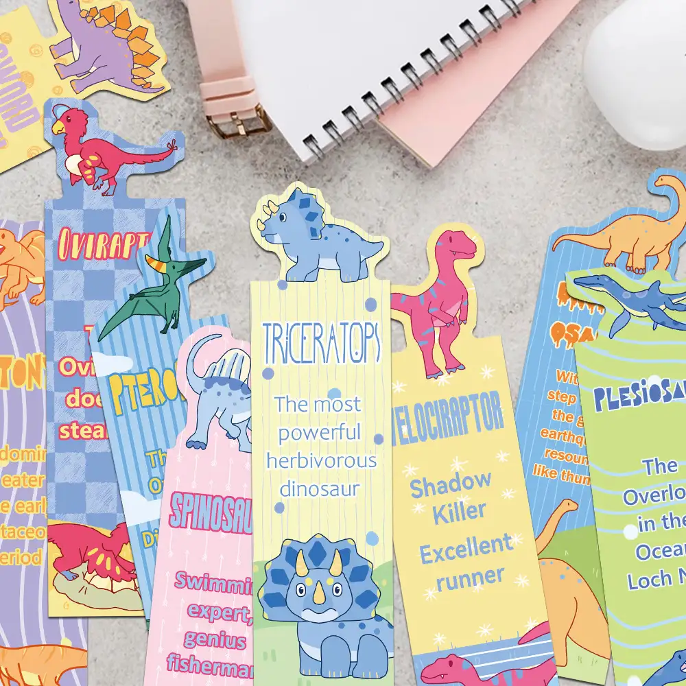 30-Pack Cartoon Dinosaur Bookmarks