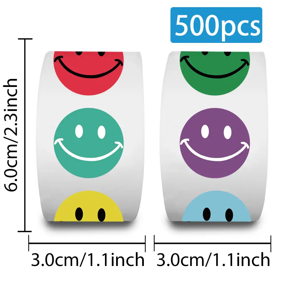 Cartoon Smiley Sticker Tape Roll for Journaling and Envelope Sealing