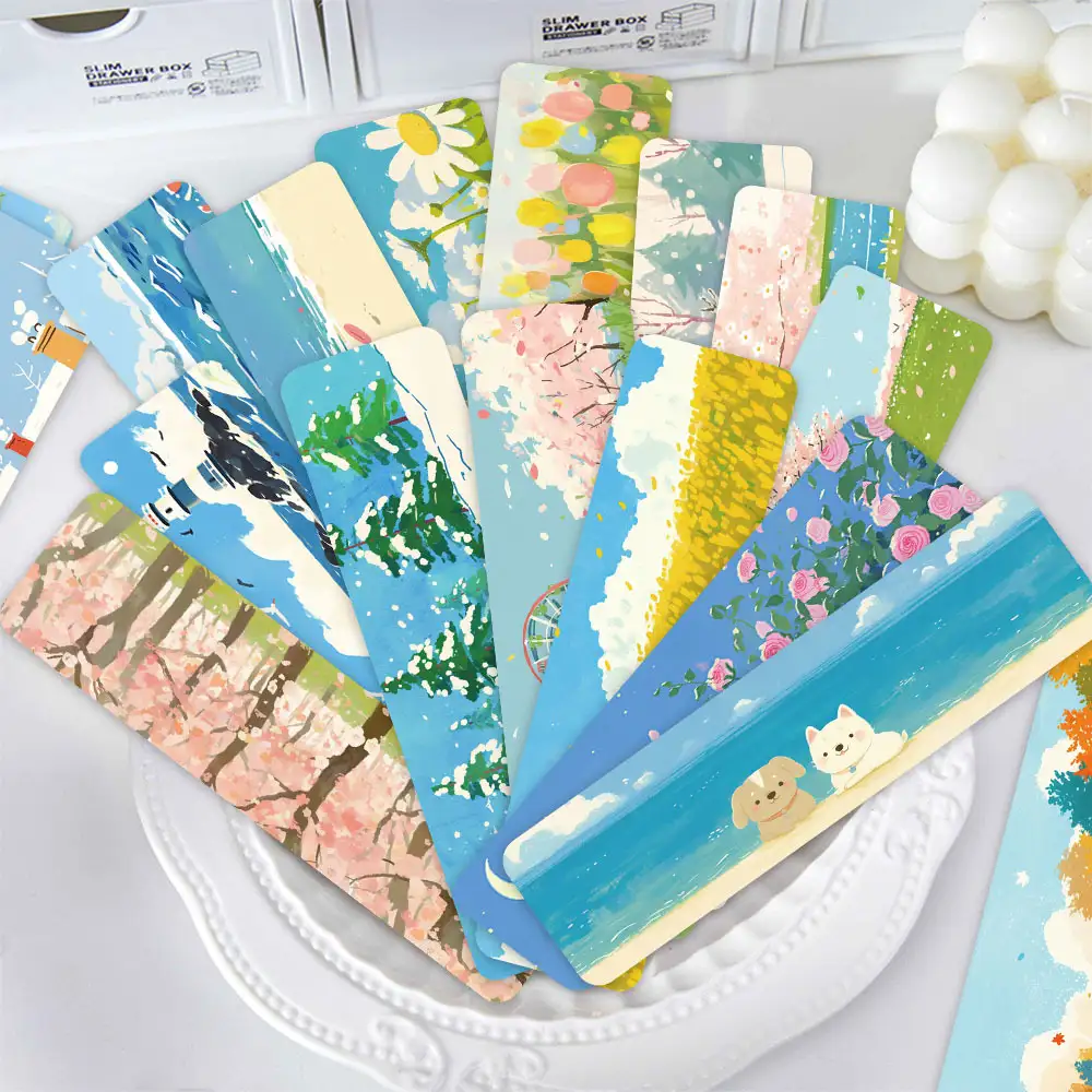 Happy Time Oil Painting Bookmarks, 30-Pack