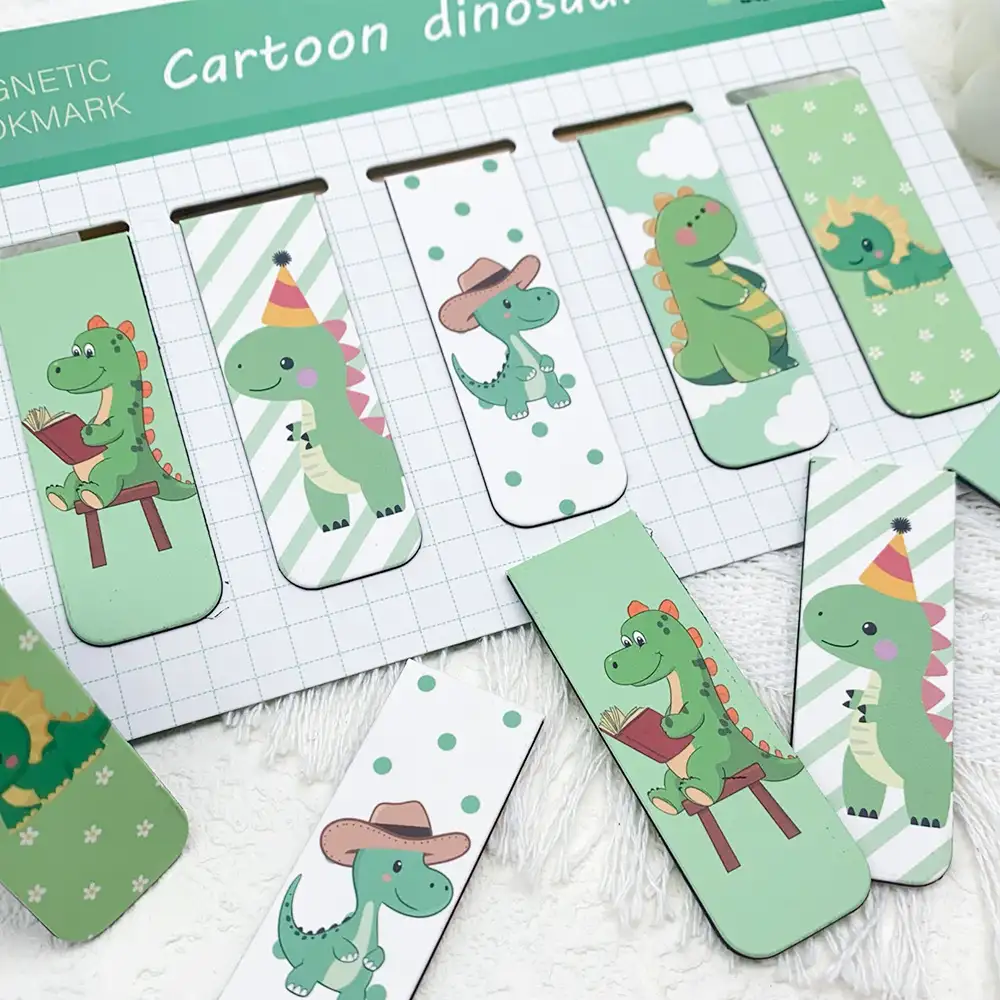 5-Pack Cute Dinosaur Magnetic Bookmarks