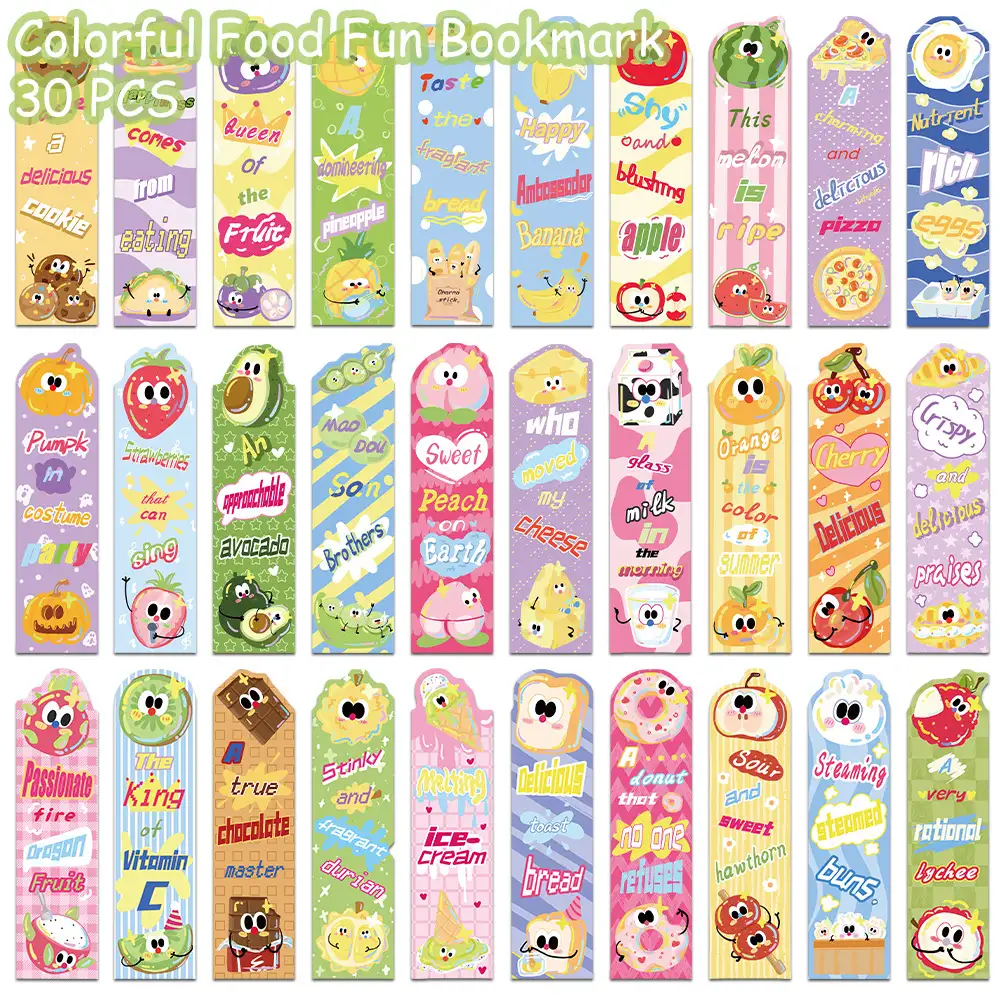 30 Colorful Food-Themed Paper Bookmarks