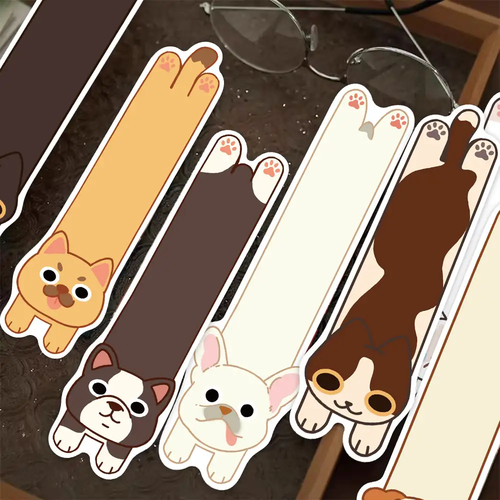 30-Pack Cartoon Cat and Puppy Paper Bookmarks