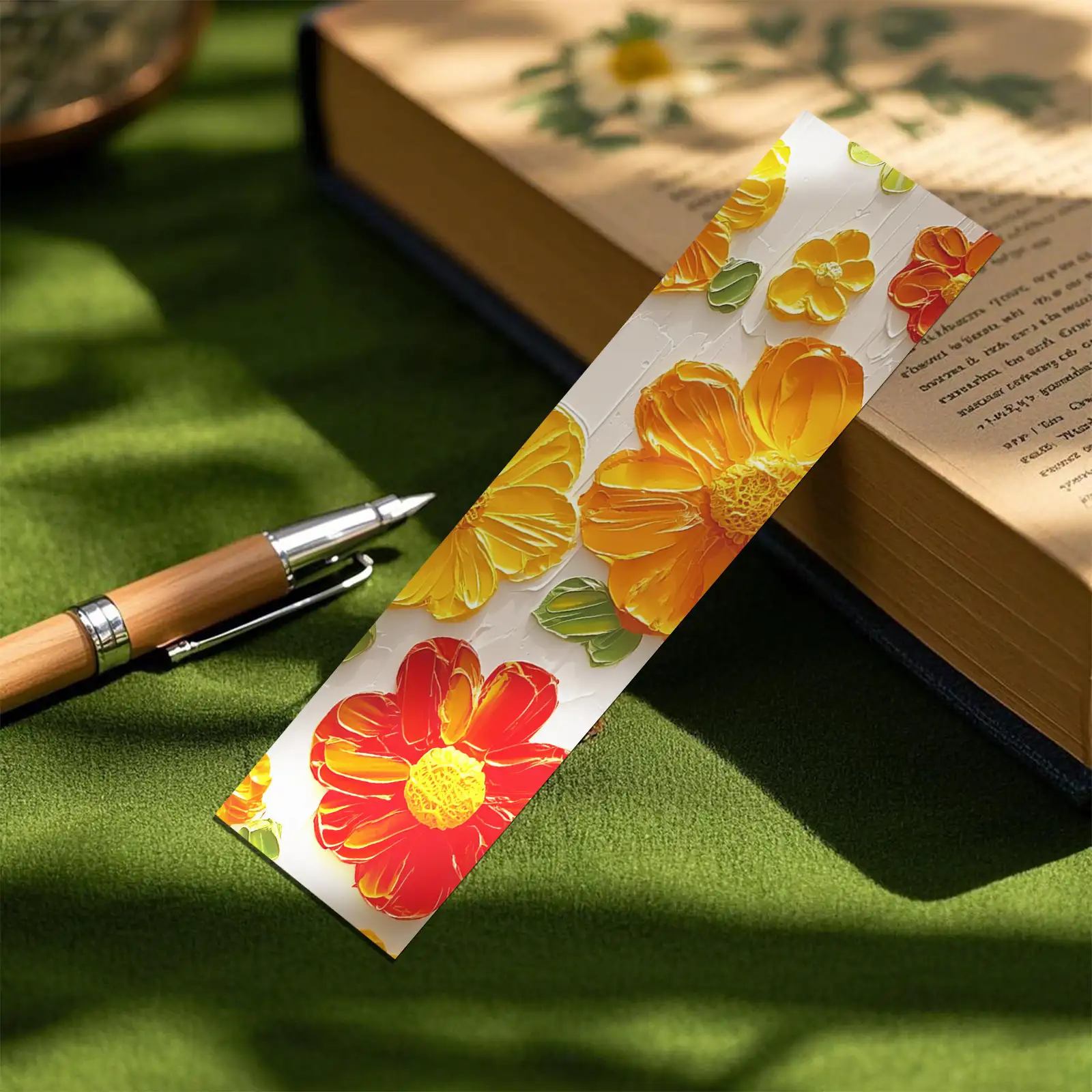 Qi Encounter 3D Oil Painting Flower Bookmarks, 30-Piece Set
