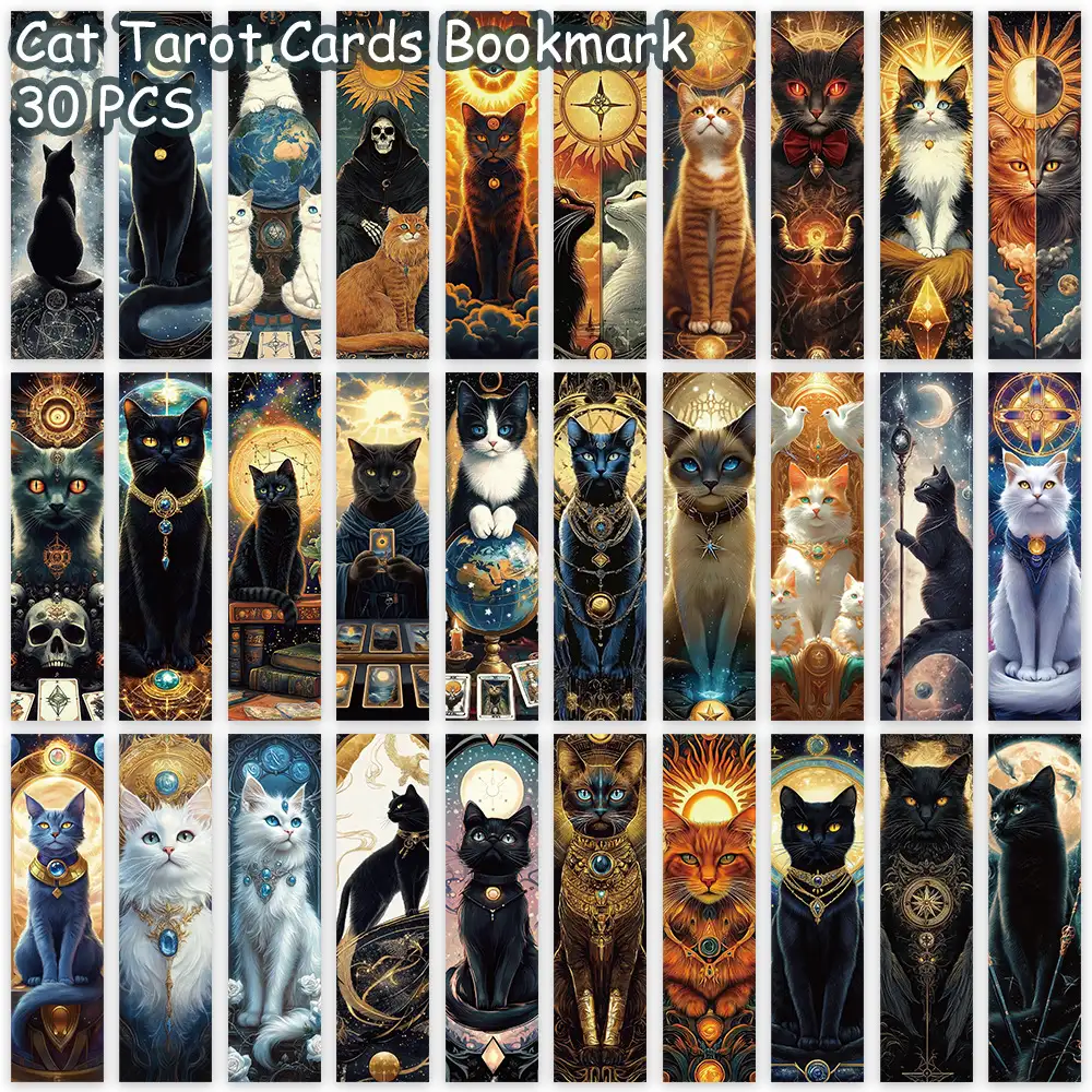 30-Pack Cat Tarot Paper Bookmarks