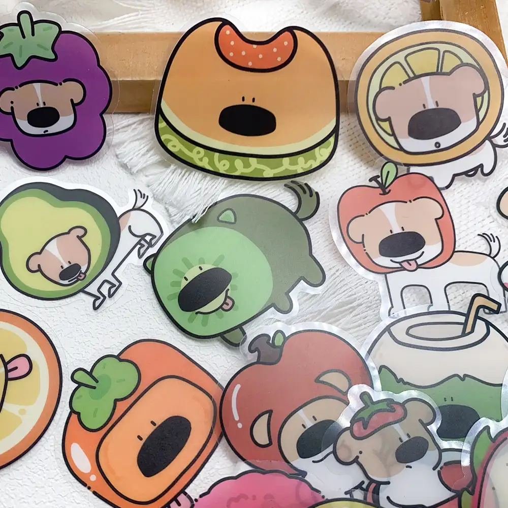 50 Cartoon Fruit Dog Waterproof Stickers