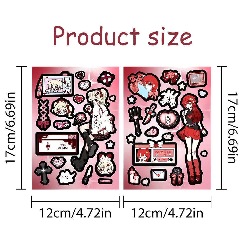 Y2K Trendy Girl PET Stickers, 2-Sheet Pack