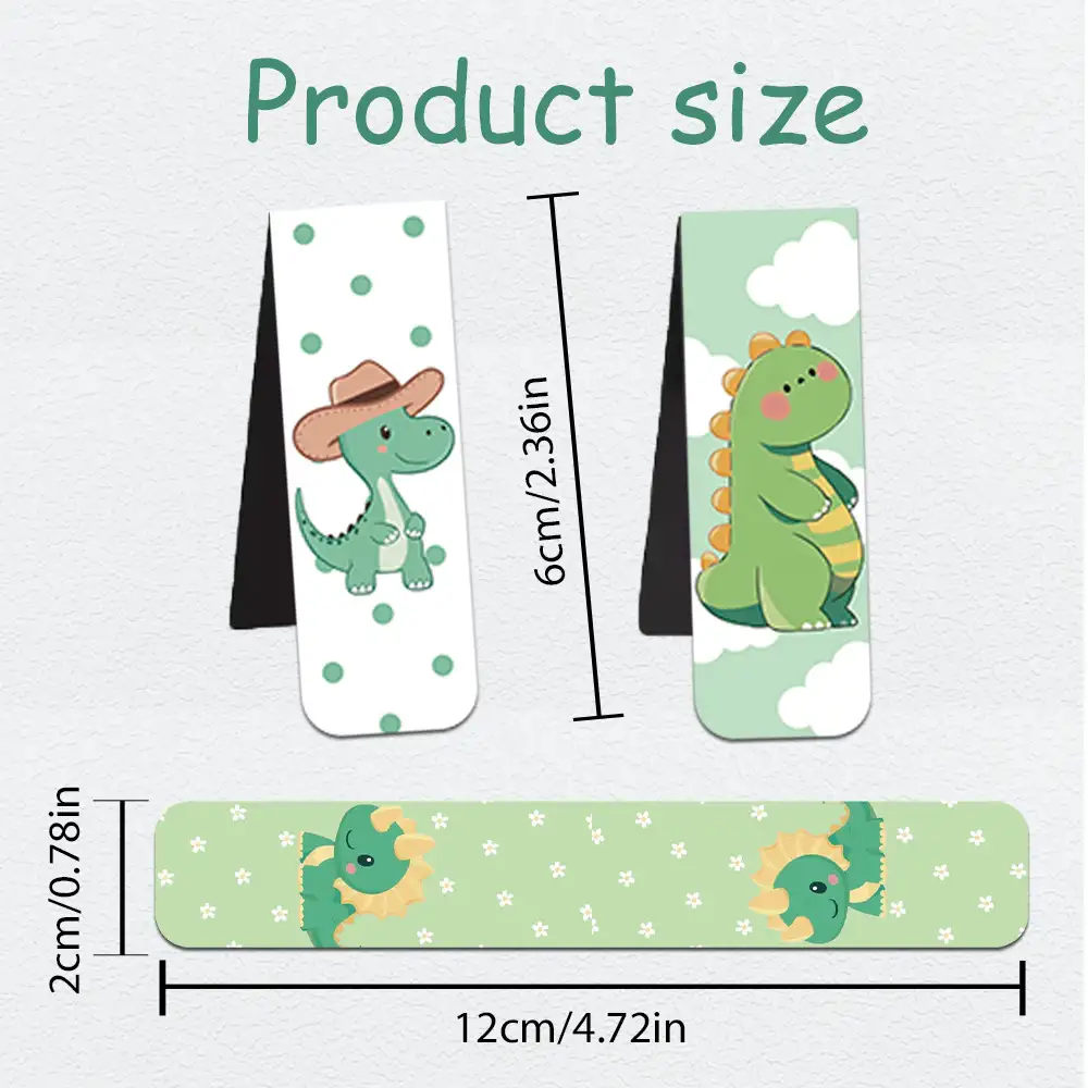 5-Pack Cute Dinosaur Magnetic Bookmarks