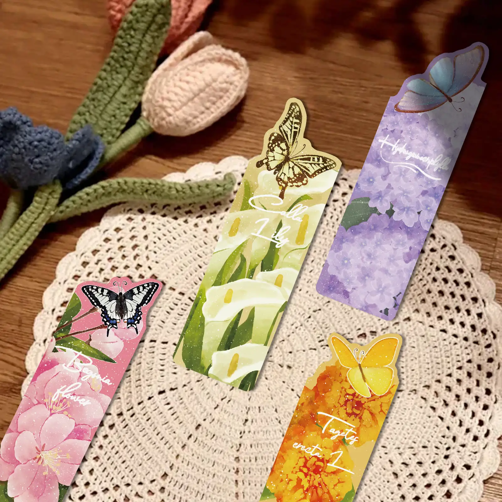 30 Butterfly Flower Bookmarks for Students