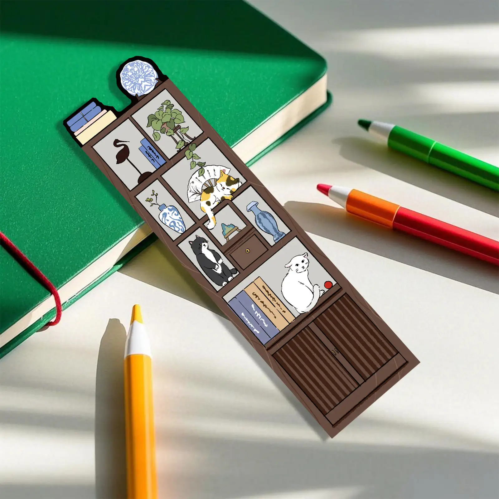 30 Cute Cat Bookmarks with Message Cards