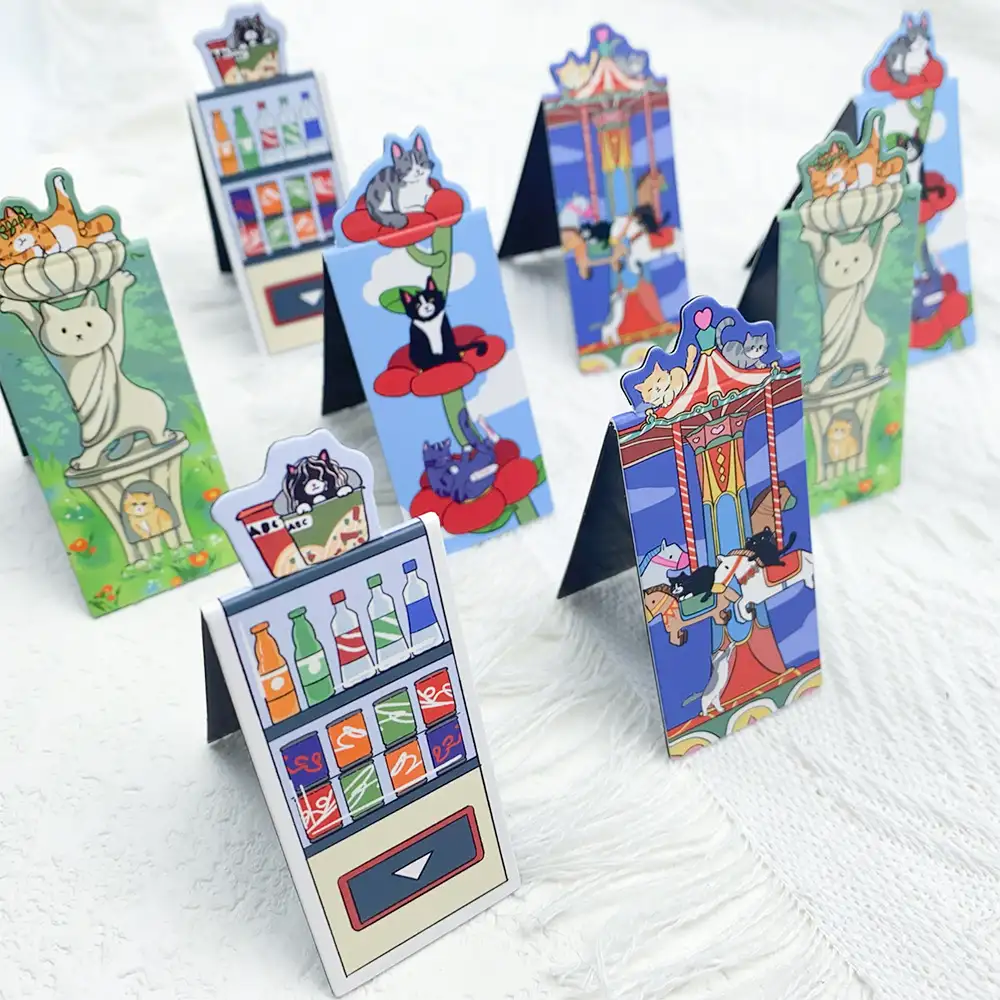 4-Pack Cat World Amusement Park Magnetic Bookmarks