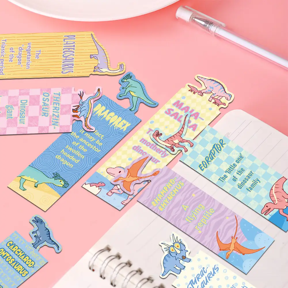 30-Pack Cartoon Dinosaur Bookmarks