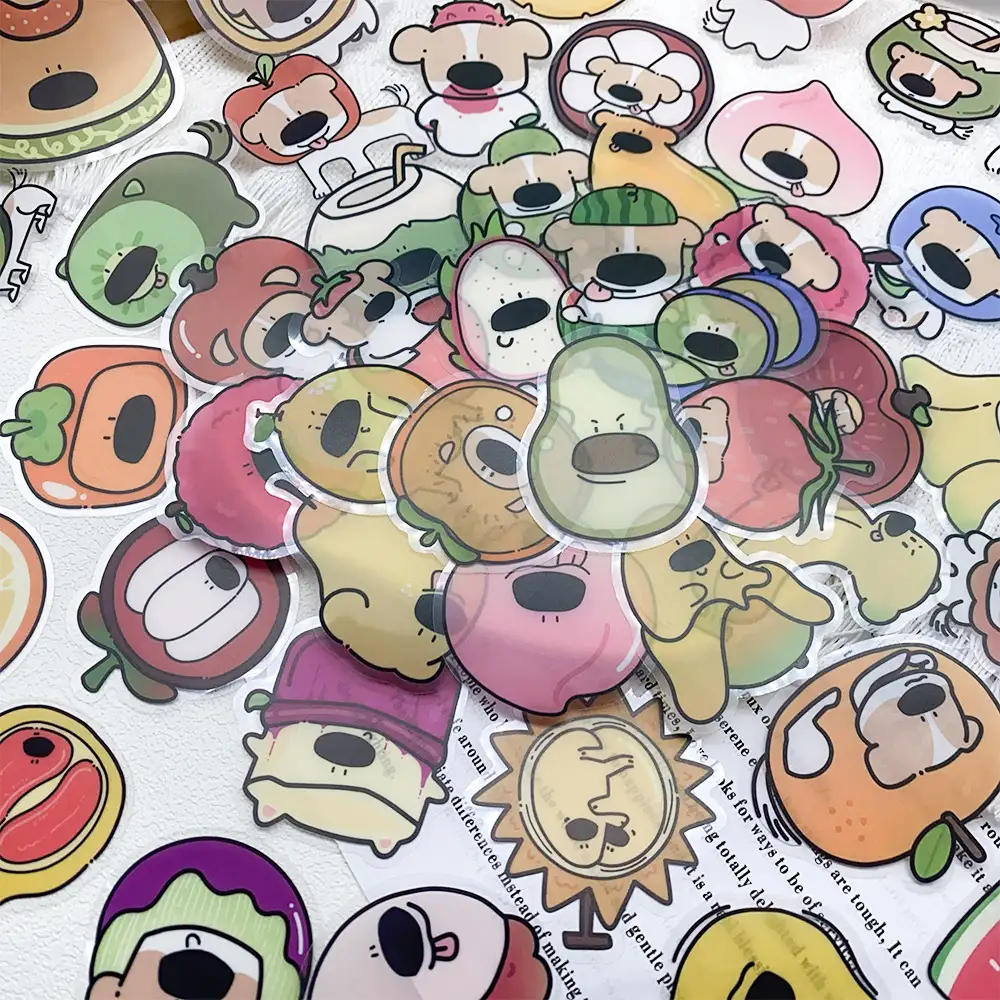 50 Cartoon Fruit Dog Waterproof Stickers