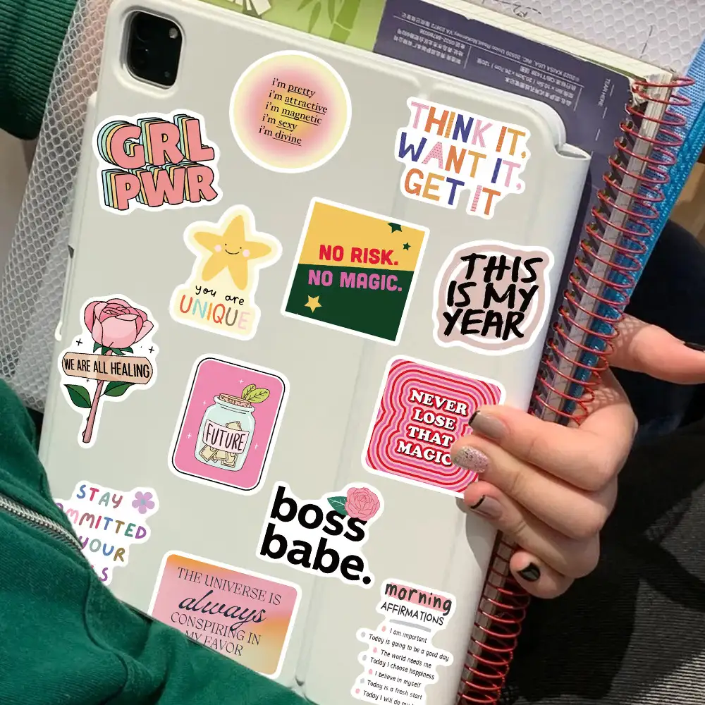 52 Waterproof Vision Board Stickers for Luggage, Notebooks and Phones