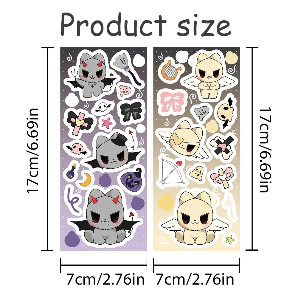天使與惡魔小貓防水貼紙套組